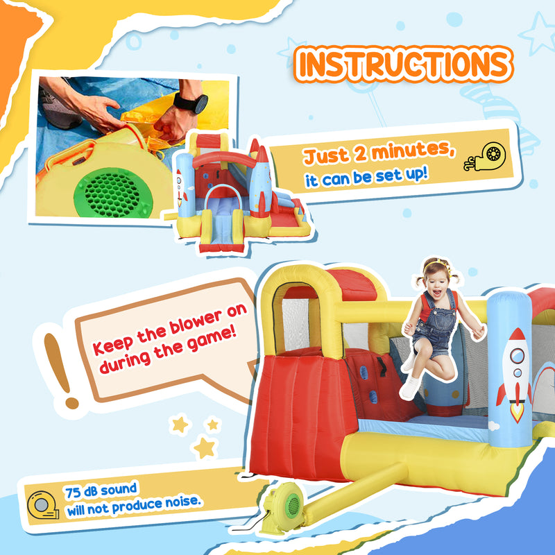 Kids 4-in-1 Inflatable Water Slide Bounce House and Jumping Castle with Dual Slides Magic Cars 1