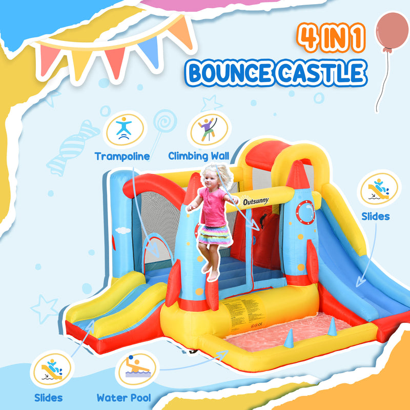 Kids 4-in-1 Inflatable Water Slide Bounce House and Jumping Castle with Dual Slides Magic Cars 5