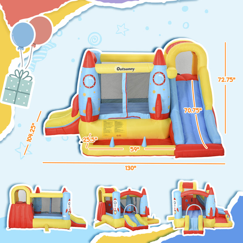 Kids 4-in-1 Inflatable Water Slide Bounce House and Jumping Castle with Dual Slides Magic Cars 6