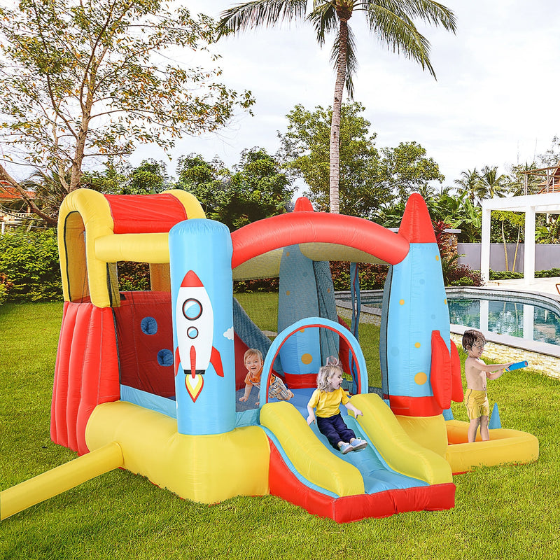 Kids 4-in-1 Inflatable Water Slide Bounce House and Jumping Castle with Dual Slides Magic Cars 7