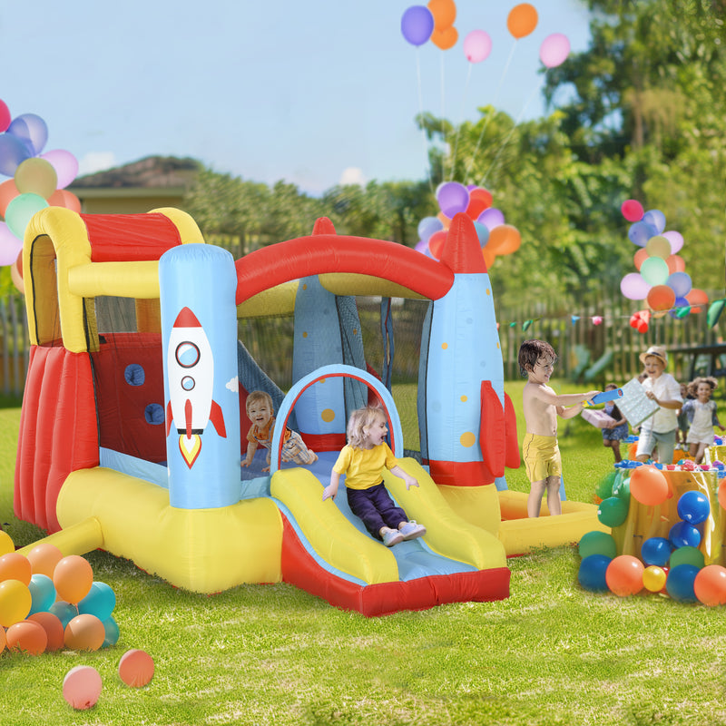 Kids 4-in-1 Inflatable Water Slide Bounce House and Jumping Castle with Dual Slides Magic Cars 8