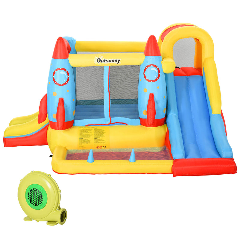 Kids 4-in-1 Inflatable Water Slide Bounce House and Jumping Castle with Dual Slides Magic Cars 9