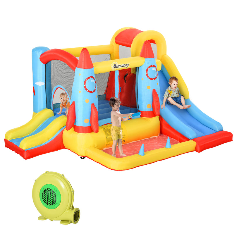 Kids 4-in-1 Inflatable Water Slide Bounce House and Jumping Castle with Dual Slides Magic Cars Variant 0