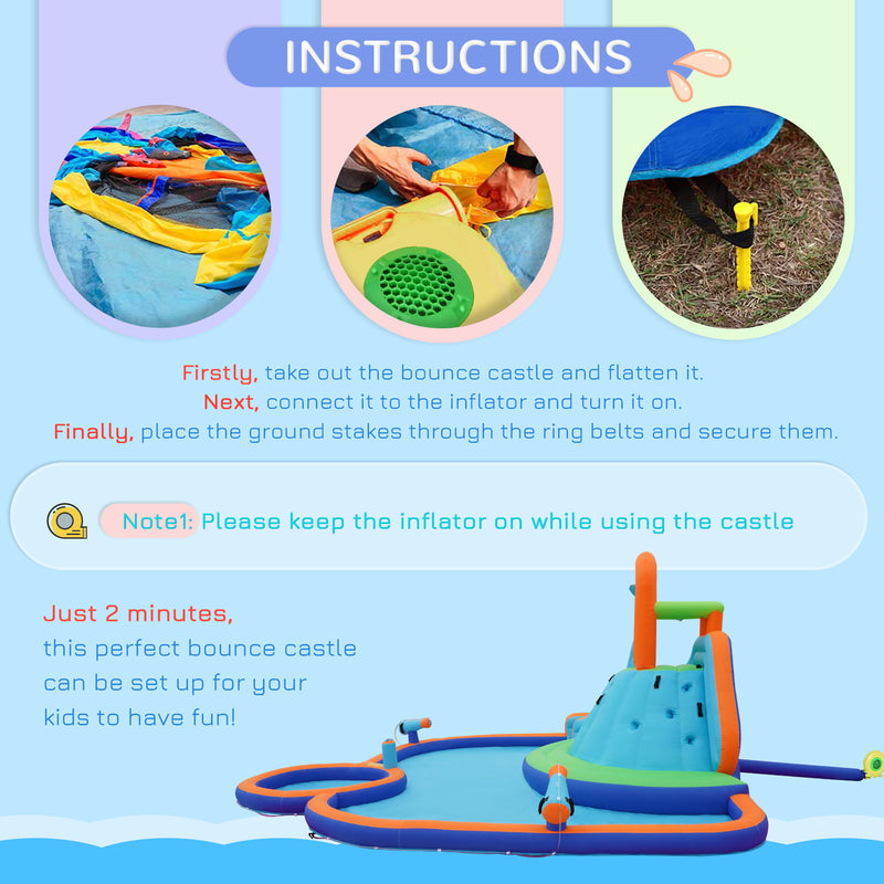 Kids 4-in-1 Inflatable Water Slide and Bounce House Play Park Magic Cars 2