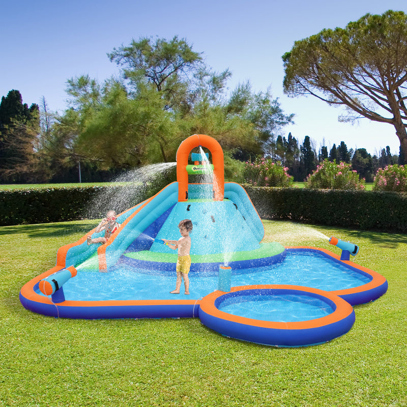 Kids 4-in-1 Inflatable Water Slide and Bounce House Play Park Magic Cars 8