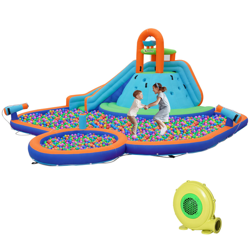 Kids 4-in-1 Inflatable Water Slide and Bounce House Play Park Magic Cars 9