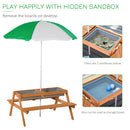 Kids Picnic Table with Umbrella and Built-in Sand and Water Play Table Magic Cars 3