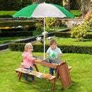 Kids Picnic Table with Umbrella and Built-in Sand and Water Play Table Magic Cars 8
