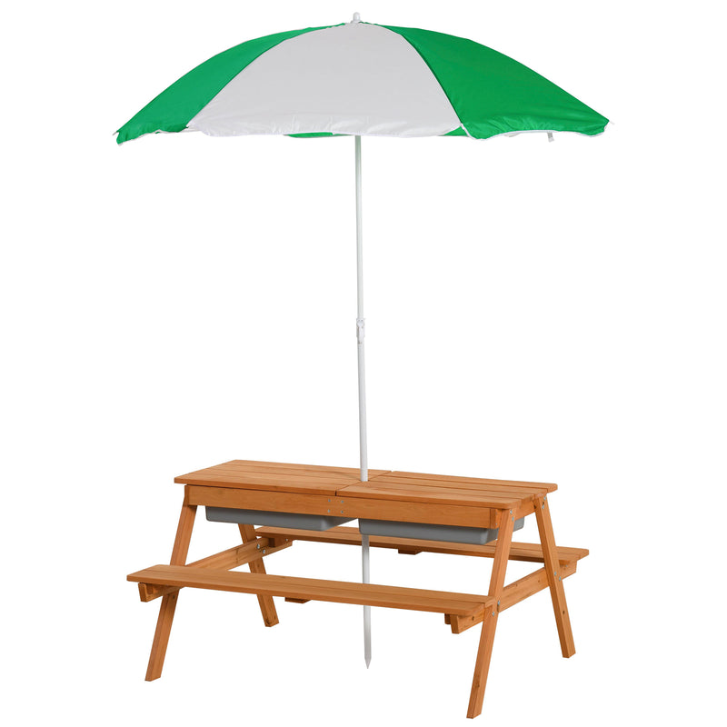 Kids Picnic Table with Umbrella and Built-in Sand and Water Play Table Magic Cars 9