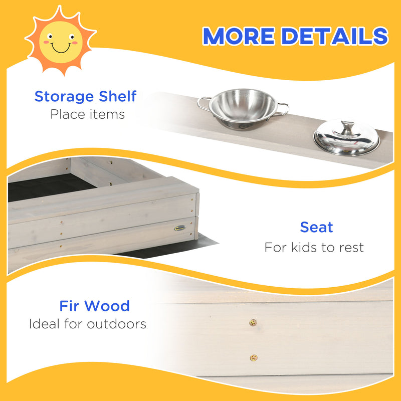 Adjustable Wooden Kids Sandbox with Canopy and Play Kit for Backyard Magic Cars 5