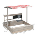 Adjustable Wooden Kids Sandbox with Canopy and Play Kit for Backyard Magic Cars 9
