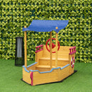 Wooden Pirate Ship Sandbox with Cover, Rudder, and Storage Bench Magic Cars 1