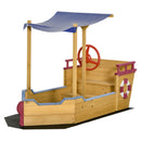 Wooden Pirate Ship Sandbox with Cover, Rudder, and Storage Bench Magic Cars 2