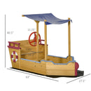 Wooden Pirate Ship Sandbox with Cover, Rudder, and Storage Bench Magic Cars 9