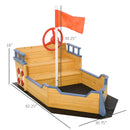 Wooden Kids Pirate Ship Sandbox with Bench Seating and Storage for Outdoor Play Magic Cars 6