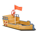 Wooden Kids Pirate Ship Sandbox with Bench Seating and Storage for Outdoor Play Magic Cars 9