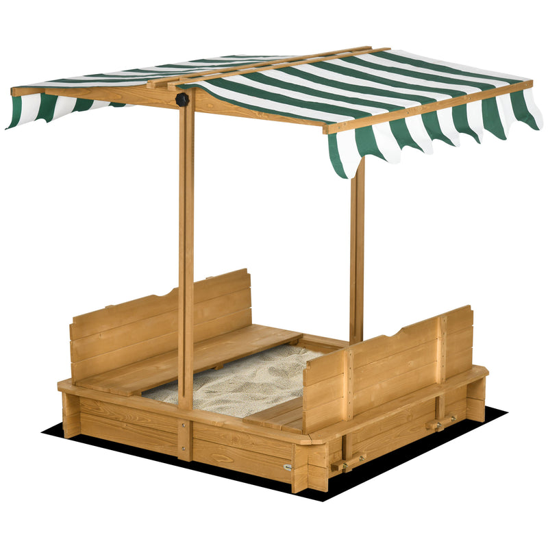 Wooden Kids Sandbox with Cover and Foldable Bench for Outdoor Play Magic Cars 2