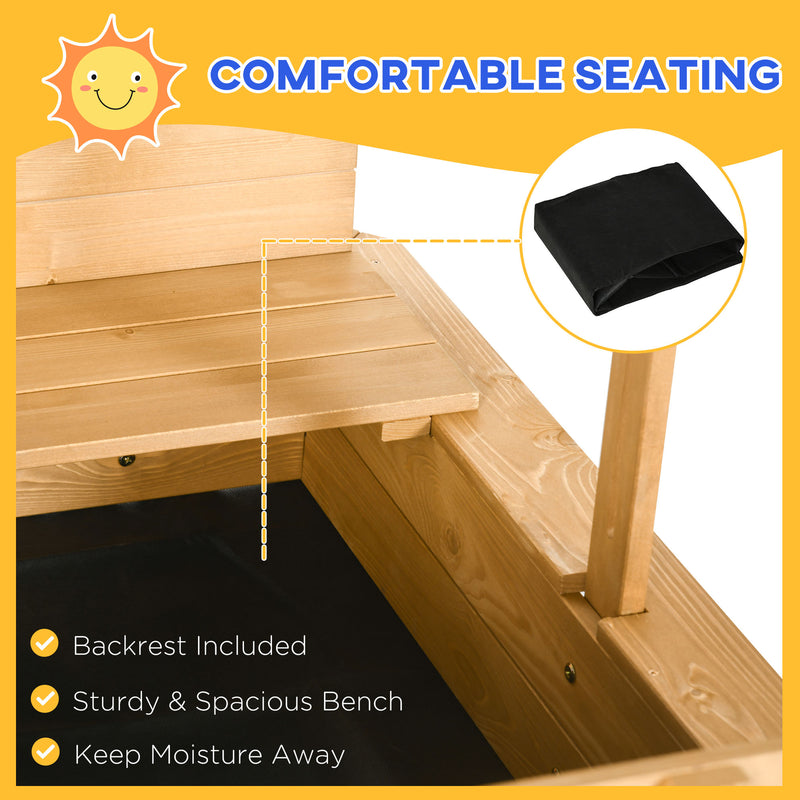 Wooden Kids Sandbox with Cover and Foldable Bench for Outdoor Play Magic Cars 6
