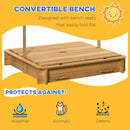 Wooden Kids Sandbox with Cover and Foldable Bench for Outdoor Play Magic Cars 7