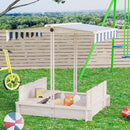 Wooden Kids Sandbox with Cover and Foldable Bench for Outdoor Play Magic Cars 10