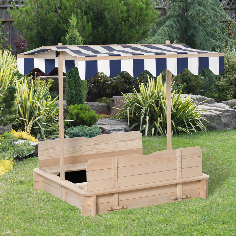 Wooden Kids Sandbox with Cover and Foldable Bench for Outdoor Play Magic Cars 1