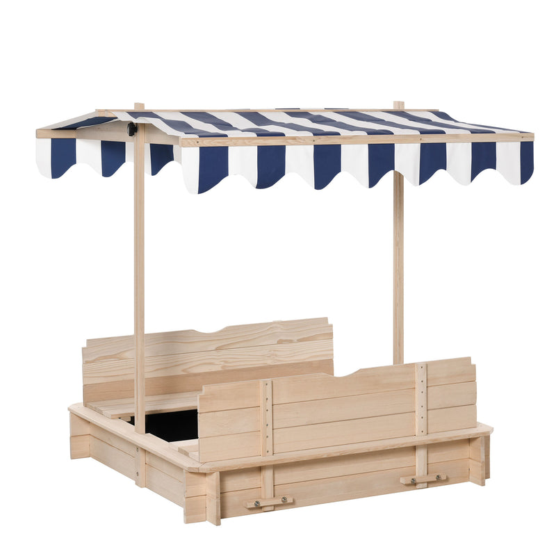 Wooden Kids Sandbox with Cover and Foldable Bench for Outdoor Play Magic Cars 2