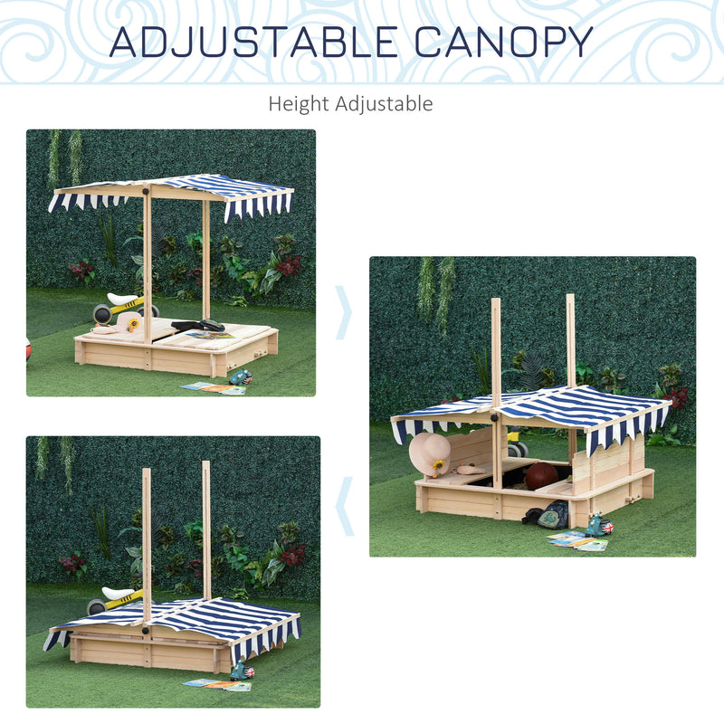 Wooden Kids Sandbox with Cover and Foldable Bench for Outdoor Play Magic Cars 5