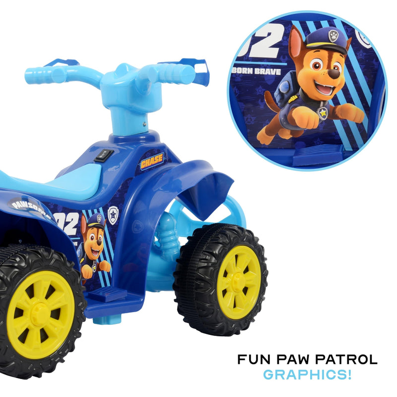 Paw Patrol Chase 6V Quad Ride-On Toy for Kids with Rechargeable Battery and Safety Features Magic Cars 3