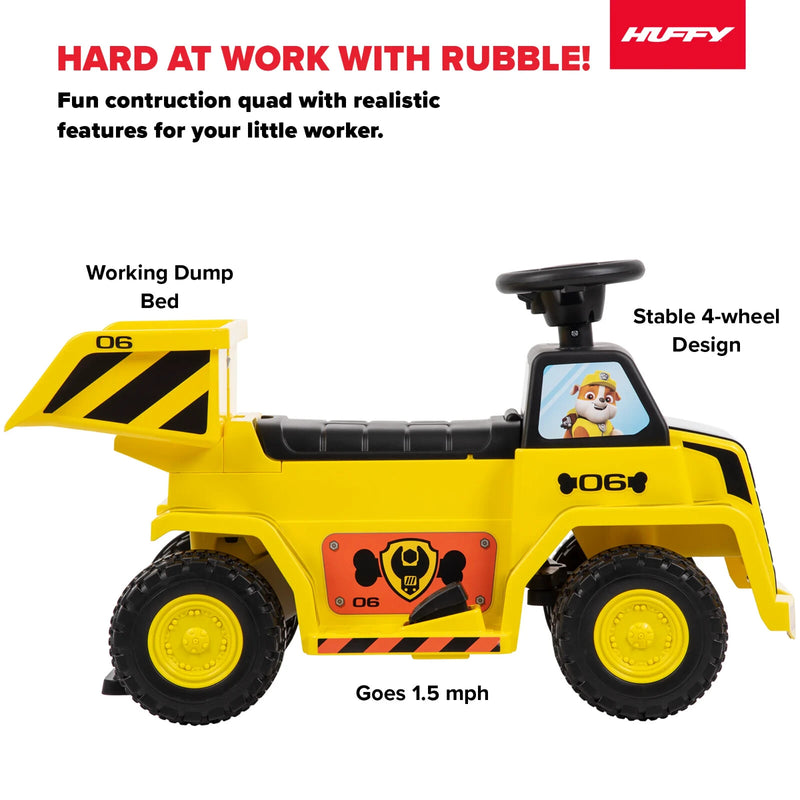Paw Patrol Rubble 6V Battery-Powered Ride-On Quad with Working Dump Bed for Ages 18 Months and Up Magic Cars 1