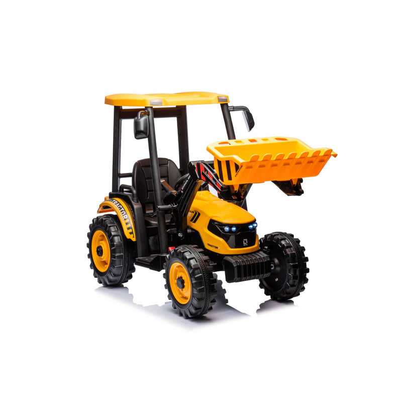 Kids' 24V Ride-On Pedal Tractor with Working Loader and Backhoe Digger Magic Cars 4
