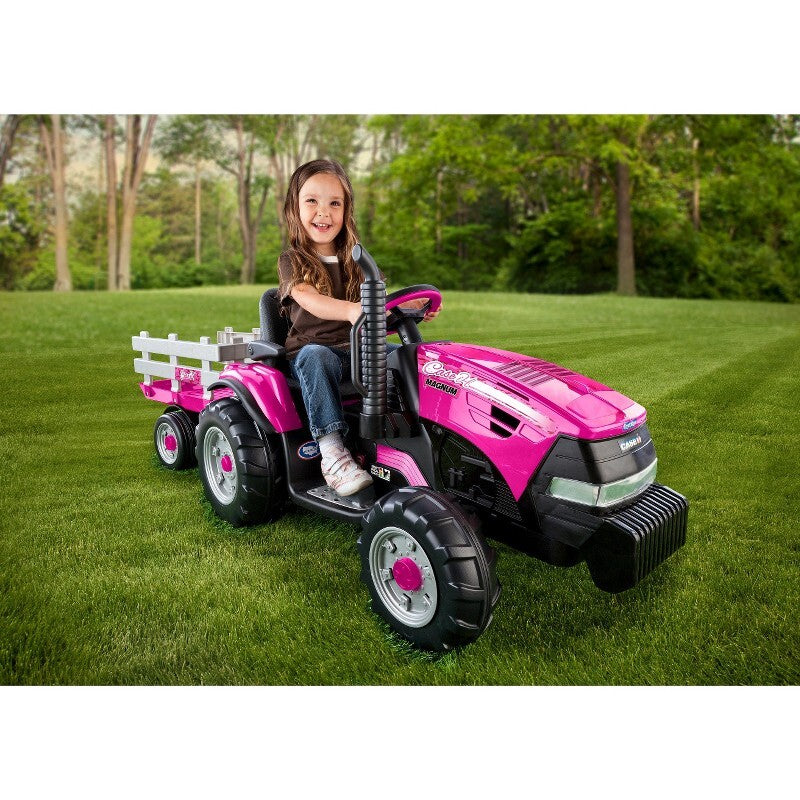 12V Pink Ride-On Tractor with Trailer Powered Case IH Magnum Magic Cars 2