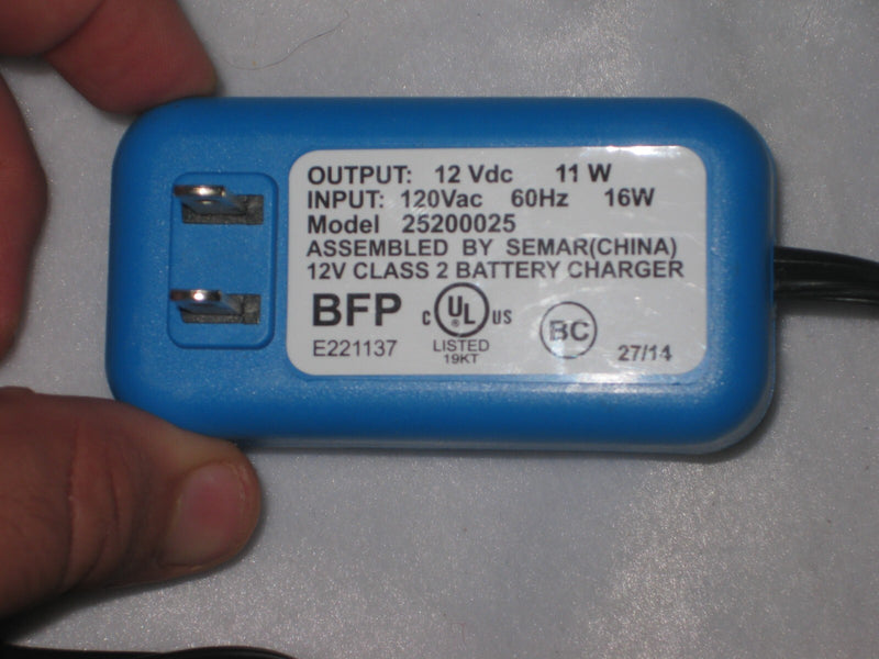 12V Battery Charger Model 25200025 for Ride-On Vehicles Magic Cars 1