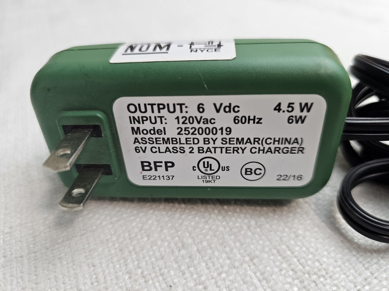 Peg Perego 6V Battery Charger Model 25200019 (MECB0085U) Genuine OEM Magic Cars 2