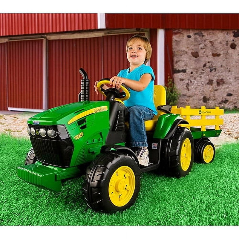 Perego John Deere 12 Volt Multi-Speed Ride-On Tractor with Trailer Magic Cars Variant 0