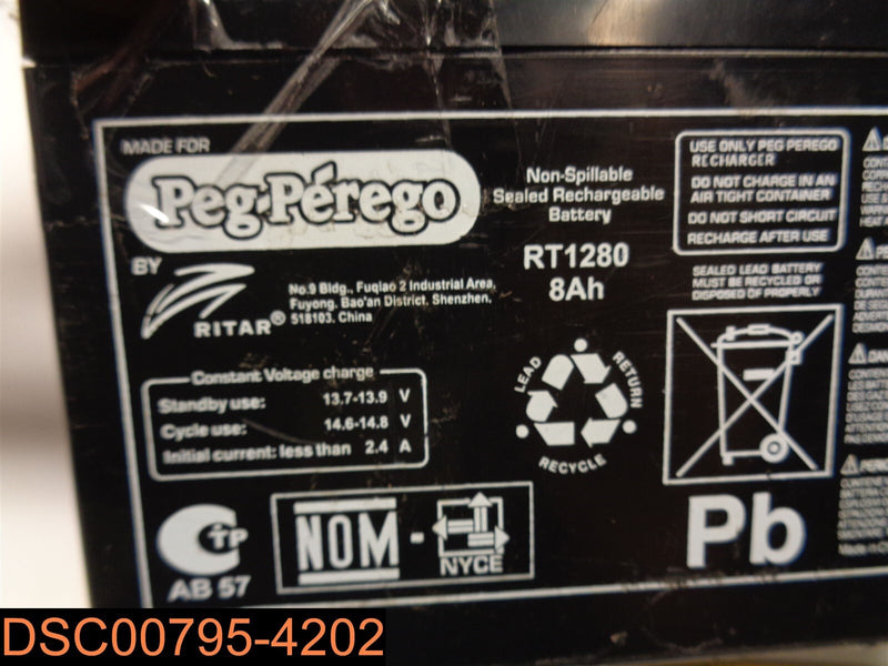 peg perego 12v battery charge time 12 Volt 8AH Rechargeable Battery for Ride-On Toys RT1280