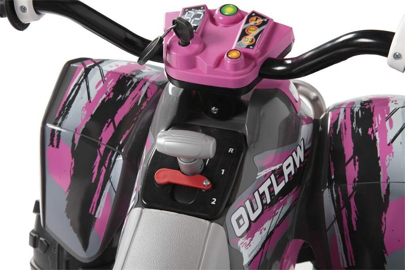 Pink Ride-On 12V Polaris Outlaw ATV with 2-Speed Power and Adjustable 2.5 or 5 MPH Speeds Magic Cars 2