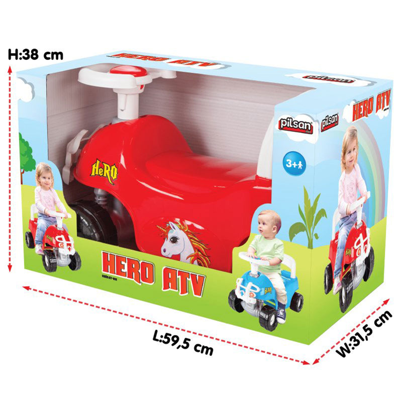 Hero Pedal-Free Kids Ride-On ATV Toy with Horn for Ages 3 and Up, Red Magic Cars 5
