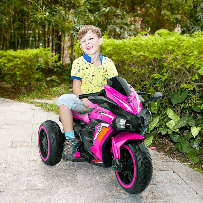 12V Pink Electric Three-Wheel Battery-Powered Ride-On Motorcycle for Kids Magic Cars 1