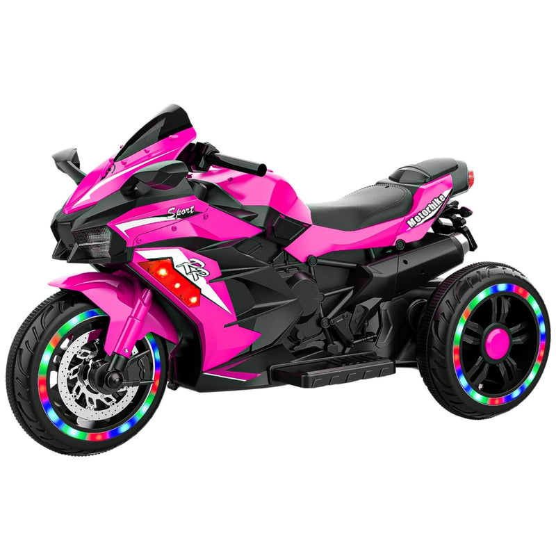 12V Pink Electric Three-Wheel Battery-Powered Ride-On Motorcycle for Kids Magic Cars 3