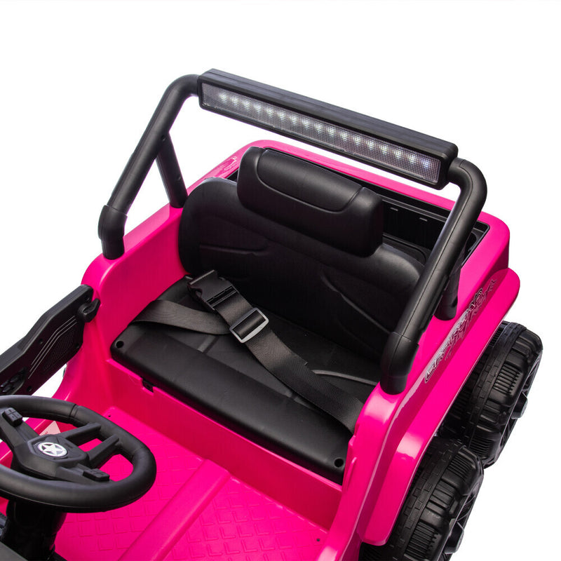 Pink 12V Electric Kids Ride-On Jeep Truck Toy with 6-Wheel Suspension and Remote Control Magic Cars 17