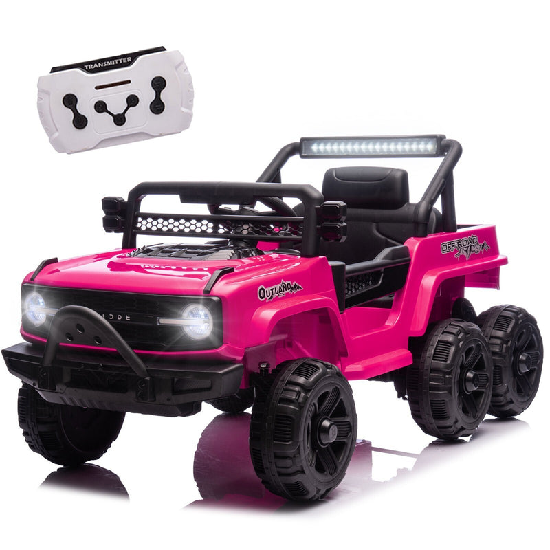 Pink 12V Electric Kids Ride-On Jeep Truck Toy with 6-Wheel Suspension and Remote Control Magic Cars 1