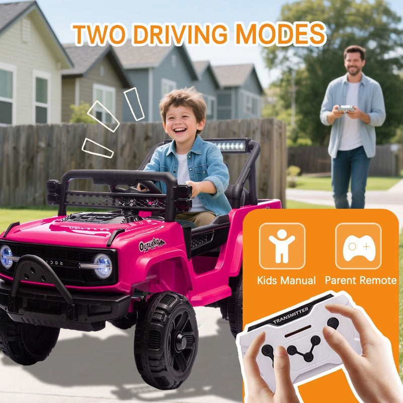 Pink 12V Electric Kids Ride-On Jeep Truck Toy with 6-Wheel Suspension and Remote Control Magic Cars 3