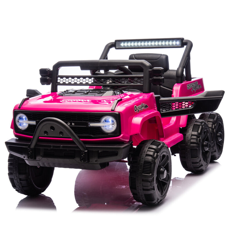 Pink 12V Electric Kids Ride-On Jeep Truck Toy with 6-Wheel Suspension and Remote Control Magic Cars 8