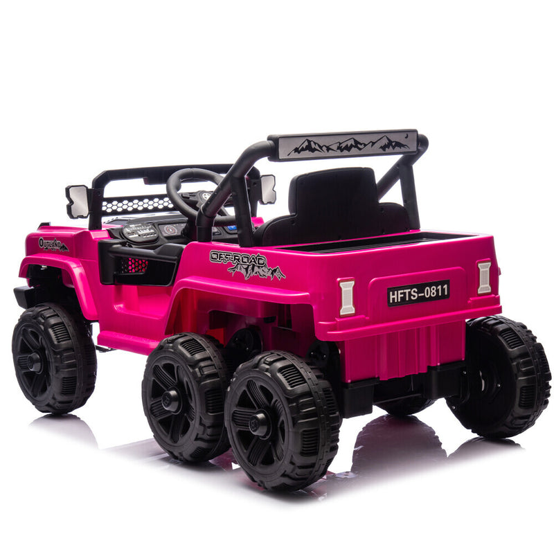 Pink 12V Electric Kids Ride-On Jeep Truck Toy with 6-Wheel Suspension and Remote Control Magic Cars 9