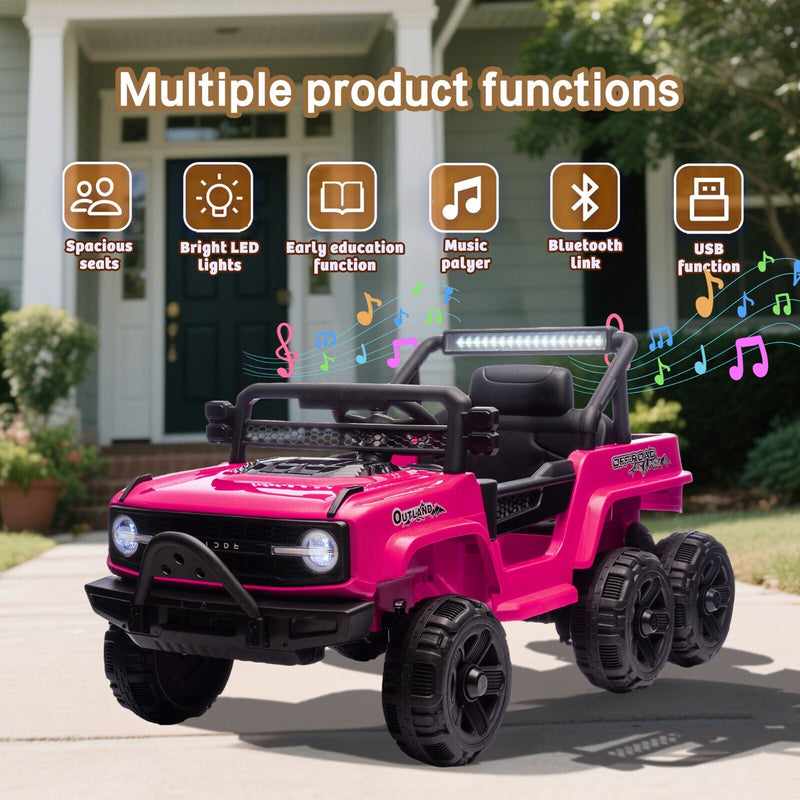 Pink 12V Electric Kids Ride-On Jeep Truck Toy with 6-Wheel Suspension and Remote Control Magic Cars Variant 0