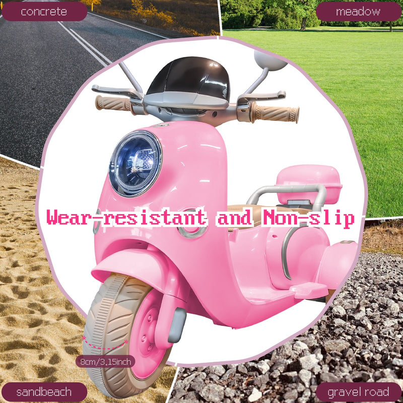 12V Pink Electric Ride-On Motorbike for Girls with LED Lights and Battery Powered Moped Magic Cars 3