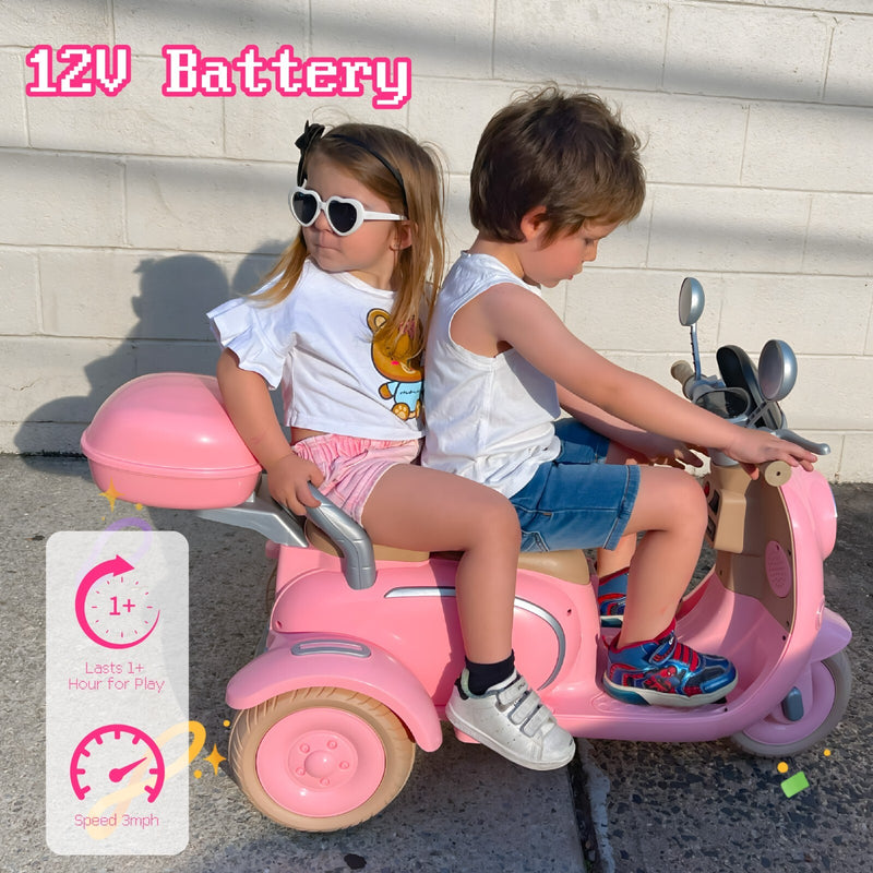 12V Pink Electric Ride-On Motorcycle for Girls with Battery and LED Lights Magic Cars 1