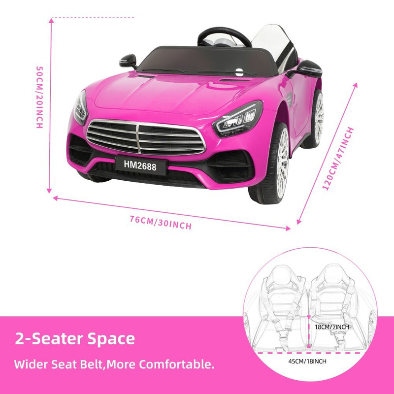 Pink 12V 2-Seater Ride-On Car with 2WD, Remote Control, Bluetooth, MP3, and LED Lights Magic Cars 8