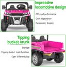 24V Pink 2-Seater Electric Ride-On Kids Dump Truck 4WD Off-Road with Remote Control Magic Cars 1