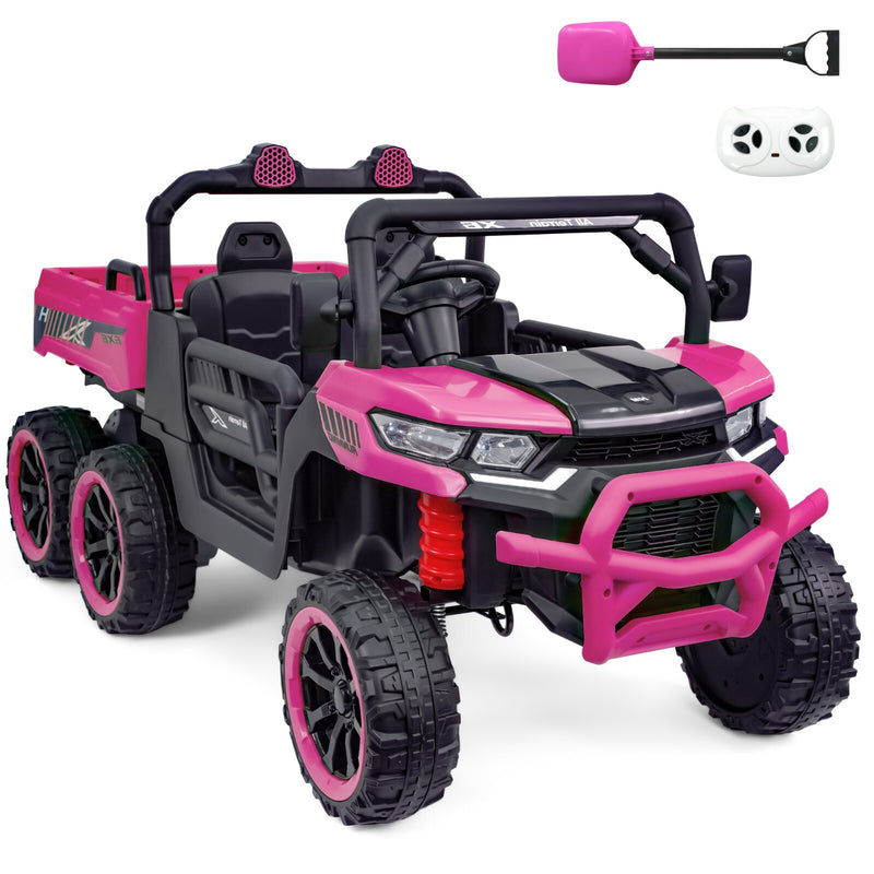 24V Pink Kids Electric Battery Dump Truck Ride-On Toy with Remote Control and MP3 Player, 7mph Magic Cars 0